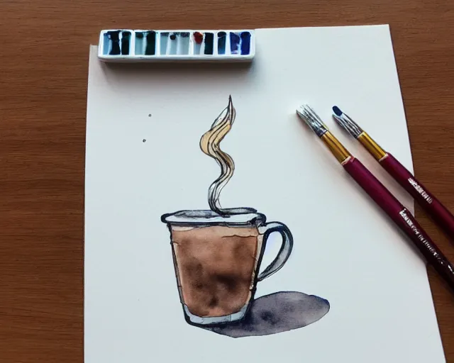 Image similar to a coffee shop smooth light color watercolor pen