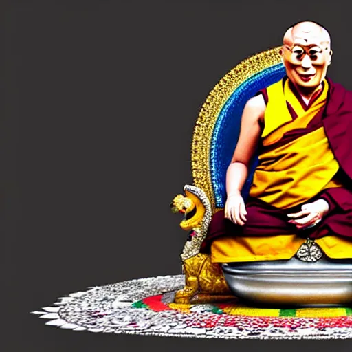 Prompt: selfie of the dalai lama sitting on a jewel - studded toilet, front angle, stunning 3 d render claymation art inspired by william child, illustration by norman rockwell and leyendecker, realistic, highly detailed attributes and atmosphere, dim volumetric cinematic lighting, 8 k octane detailed render, post - processing, masterpiece, vignette, soft focus, vibrant colors