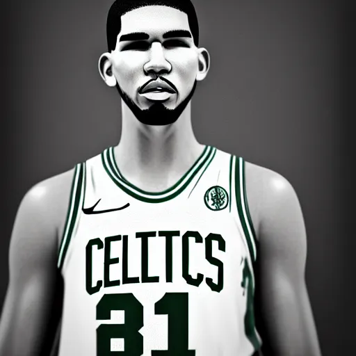 Image similar to Portrait of Boston Celtics Jayson Tatum, Jayson Tatum as Che Guevara, Jayson Tatum as Guerilla Heroica, Black and White, by Alberto Korda, inspiring, dignifying, stoic, stoicism, national archives, digital art, trending on artstation, octane render