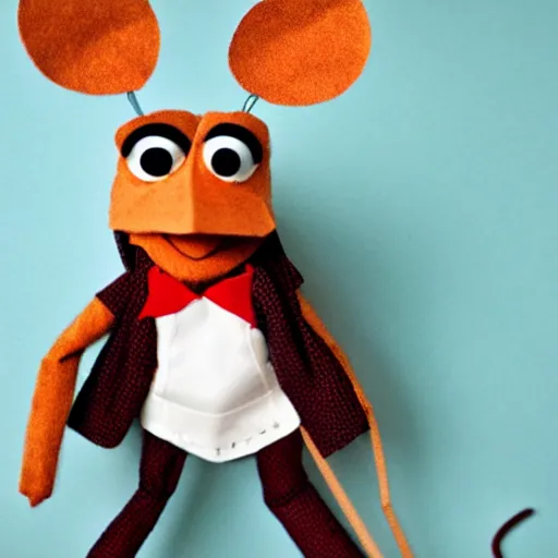 Prompt: a mouse wearing a shining suit of armor wielding a sewing needle, puppet, stop motion, in the style of the muppets