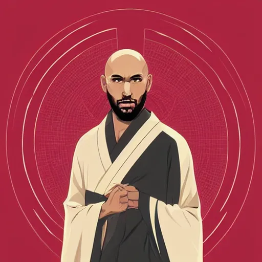 Prompt: a bald terrence boyd as a saint with halo wearing a red kimono, clean cel shaded vector art. shutterstock. behance hd by lois van baarle, artgerm, helen huang, by makoto shinkai and ilya kuvshinov, rossdraws, illustration,