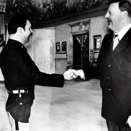 Prompt: Salvini handshaking Hitler