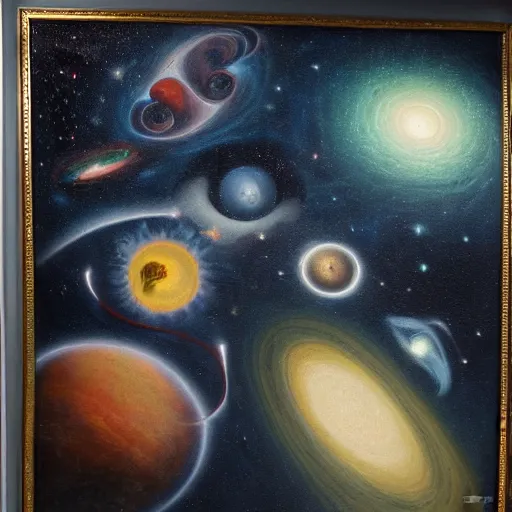Prompt: life in the cosmos, detailed baroque oil painting