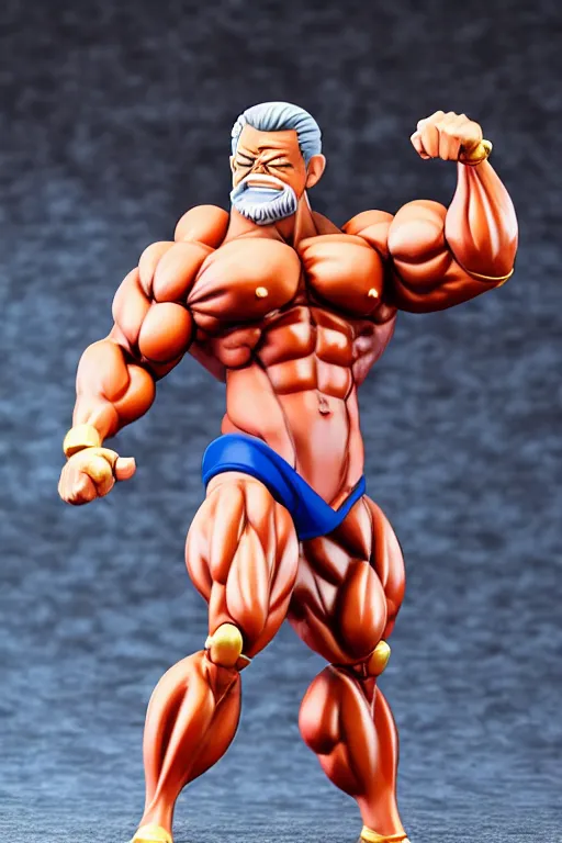 Prompt: still high quality figurine of bodybuilder president lula, tsurime eyes, tareme eyes, personification, dynamic pose, detailed product photo, featured on amiami, tone mapped, beautiful composition, 8 5 mm, f. 1 4