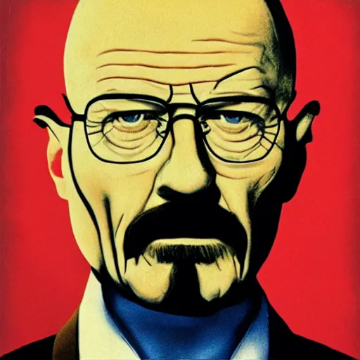 Image similar to Walter White in the style of René Magritte