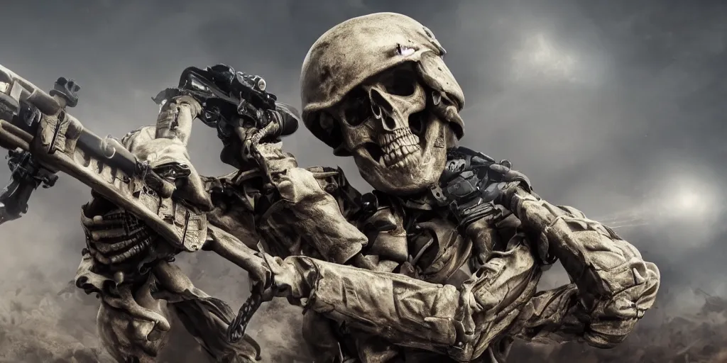Prompt: Skeleton soldier, tactical gear, cinematic composition, hyper realistic, 4k resolution