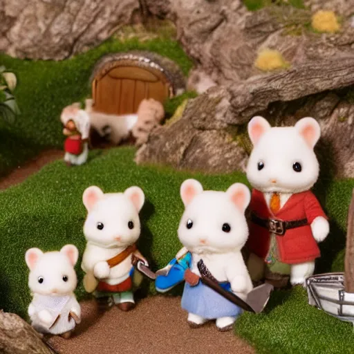 Image similar to lord of the rings calico critters in the shire