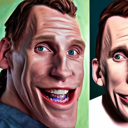 Prompt: Caricature portraits done of Jerma realistic, hyperrealistic, very realistic, highly detailed, very detailed, extremely detailed, detailed, oil painting, digital art, trending on artstation