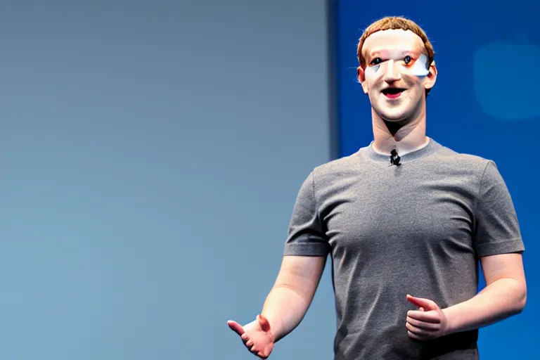 Image similar to mark Zuckerberg mannequin pretending to be human