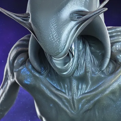 Image similar to A stunning highly detailed alien lideform, super high definition, UHD