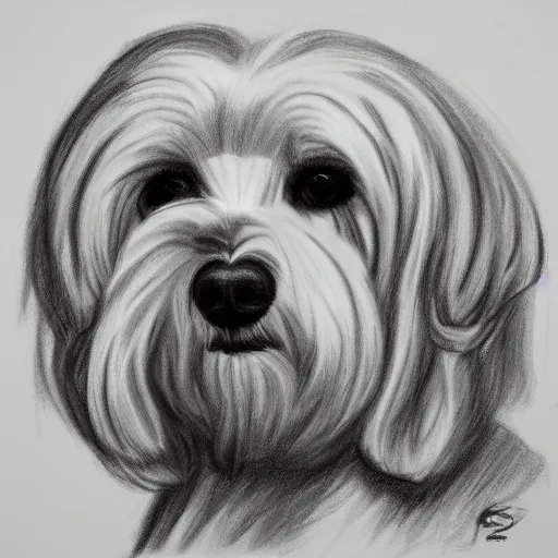 Prompt: maltese dog sketch portrait