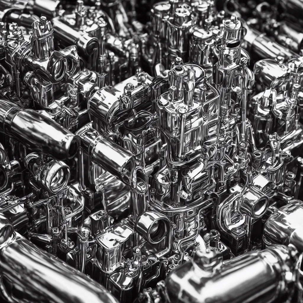 Prompt: eight cylinder engine with beer cans instead of pistons very detailed, 4 k, professional photography