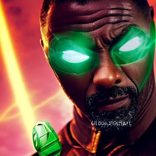 Image similar to a mid shot of Idris Elba as Green Lantern, 4k