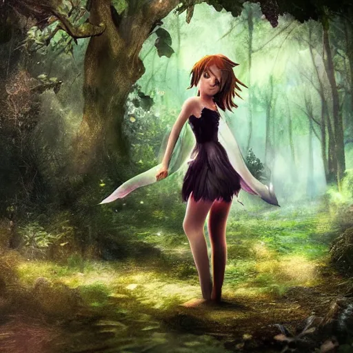 Image similar to emma watson fairy girl posing in the forrest, concept art, anime girl, clean digital concept art, facing the camera