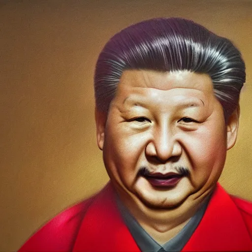 Prompt: hyperrealistic drawing of xin jinping as winning the pooh, portrait drawing by leng jun