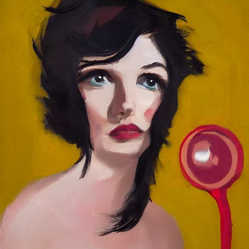 Image similar to hedgehog lady in the style of michael carson