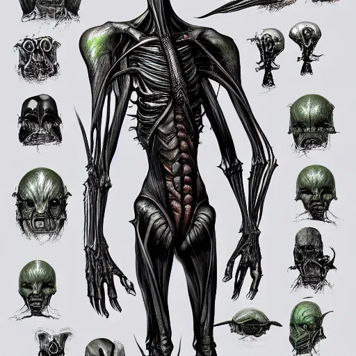 Image similar to A digital concept art painting of an alien drawing anatomy by Gottfried Bammes and Giger and Bill Ellis, trending on artstation