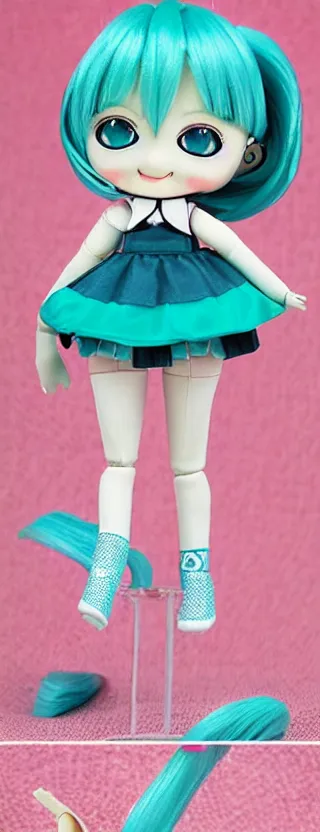 Prompt: vintage licca - chan doll of hatsune miku, well - designed, idol