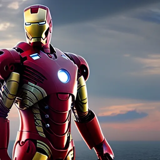 Image similar to iron man suit with heavy battle damage, 4k realistic photo