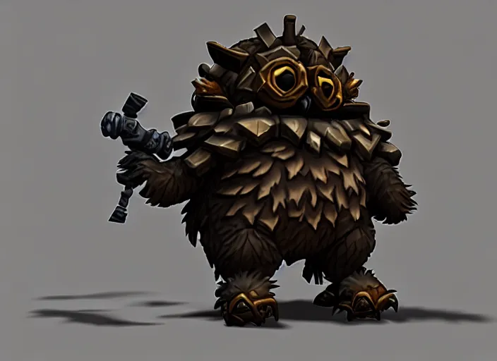 Image similar to armored owlbear, stylized stl fantasy miniature, 3 d render, activision blizzard style, hearthstone style