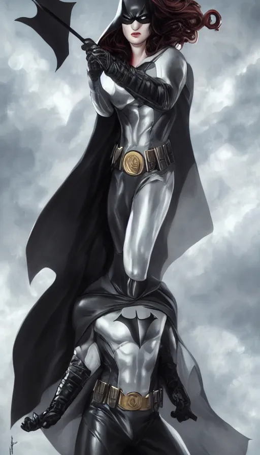 Image similar to characters portrait of MoonKnight mixed with Batman by ArtGerm and Tom Bagshaw, merged character, Full Body, full-shot, 4k, highly detailed, cinematic lighting