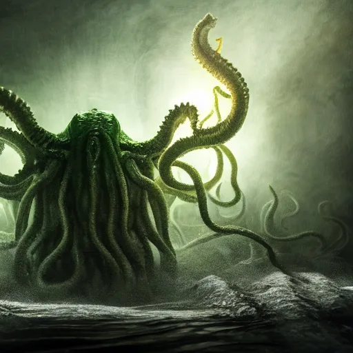 Prompt: full body pose, hyperrealistic photograph of the horror of cthulhu, dim volumetric lighting, 8 k, octane beautifully detailed render, extremely hyper detailed, intricate, epic composition, cinematic lighting, masterpiece, trending on artstation, very very detailed, stunning, hdr, smooth, sharp focus, high resolution, award, winning photo, dslr, 5 0 mm