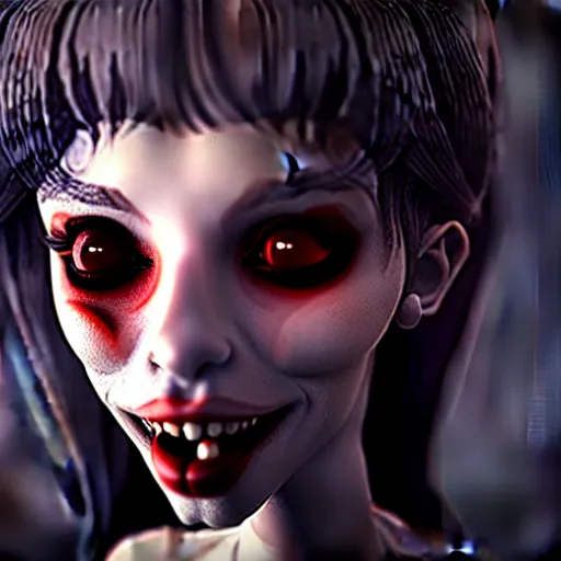 Image similar to cute vampire, ultra realistic, concept art, intricate details, dark vibe, highly detailed, photorealistic, octane render, 8 k, unreal engine,