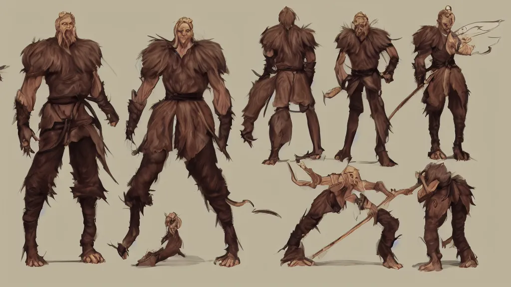 Image similar to a fantasy werelion martial artist character design sheet, trending on artstation