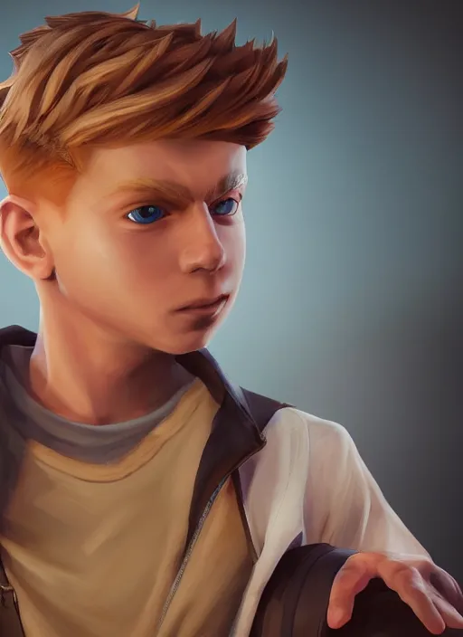 Image similar to An epic fantasy comic book style portrait painting of a young blonde boy thief in the style of pokemon, unreal 5, DAZ, hyperrealistic, octane render, cosplay, RPG portrait, dynamic lighting