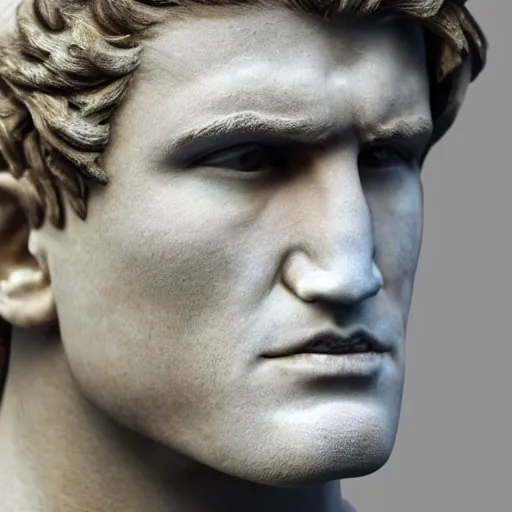 Image similar to a realistic detailed photo of boxer jake paul as a marble statue, blank stare, mouth agape