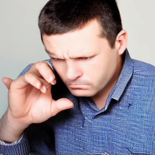 Prompt: Man with a secret. Stock photo.