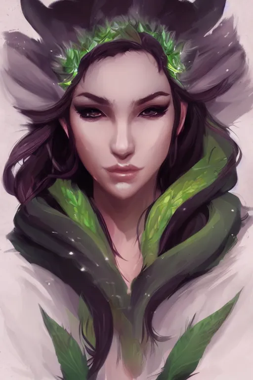 Image similar to a beautiful female druid, by Fernanda Suarez and ross tran