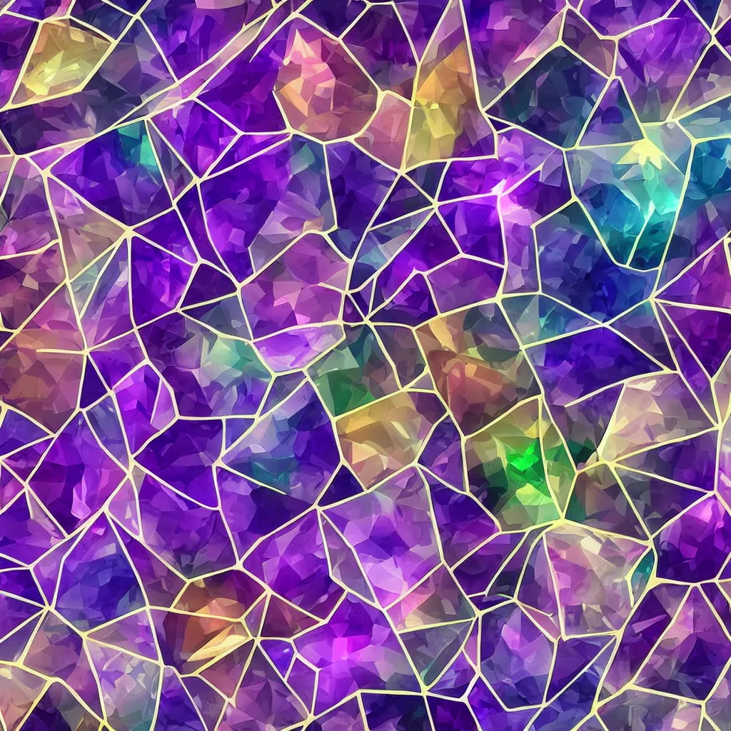 Image similar to amethyst geo gemstone prism multicolor gold liquid emeraud pearl quartz saphir grenat fluorite stylized digital illustration video game icon