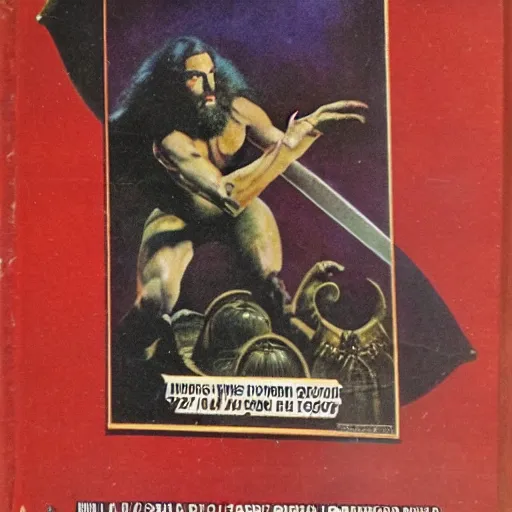 Image similar to 1970s sword and sorcery paperback book cover