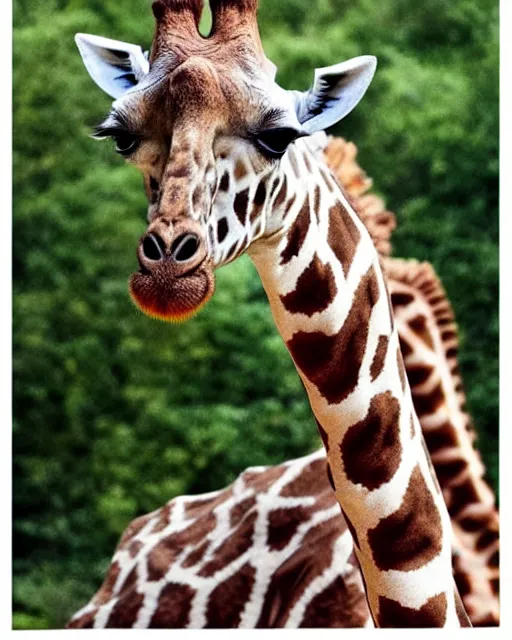 Image similar to a photo of a giraffe with jeff goldblum's face