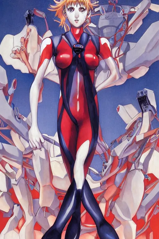 Prompt: Neon Genesis Evangelion by range murata and mucha