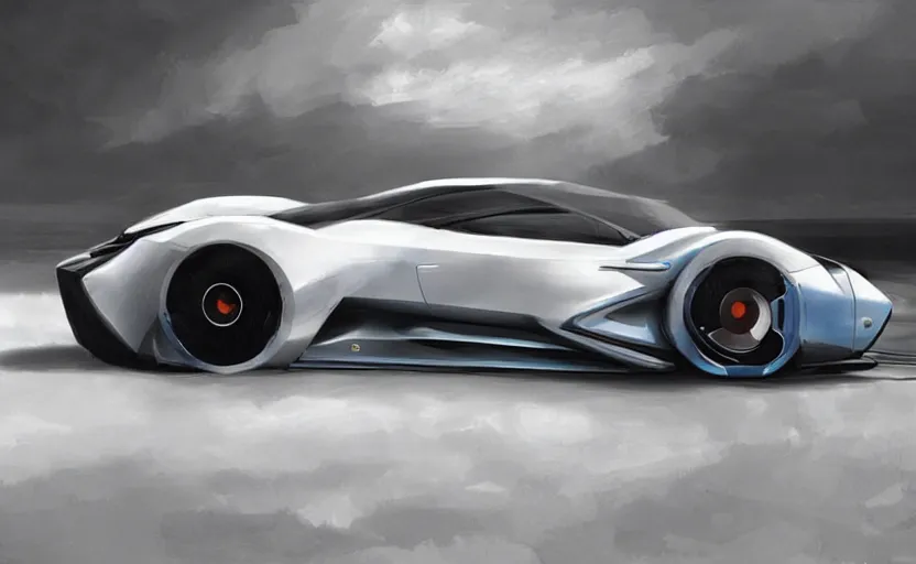 Image similar to electric concept car by porsche and lamborghini, side view, digital art, ultra realistic, ultra detailed, art by greg rutkowski