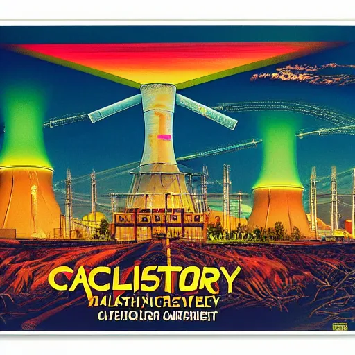 Prompt: calico majesty conquest of radioactive chernobyl power plant psychedelic poster