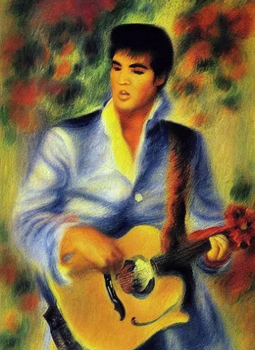 Image similar to oil painting of elvis presley by renoir