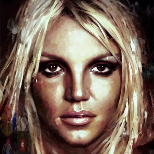 Prompt: face protrait of britney spears, realistic, ultrahd, jeremy mann painting