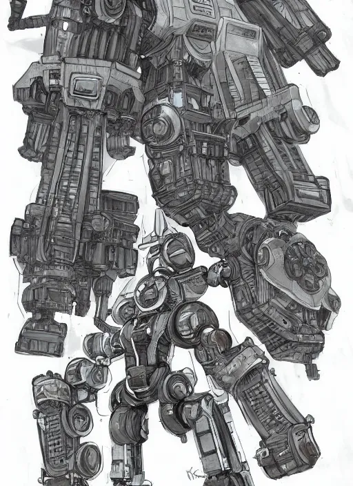 Image similar to intricate artwork of a mech by kallamity sketchbook, inspired by nier : automata, clean white lab background