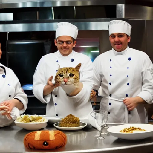 Prompt: anthropomorphic cats competing in masterchef