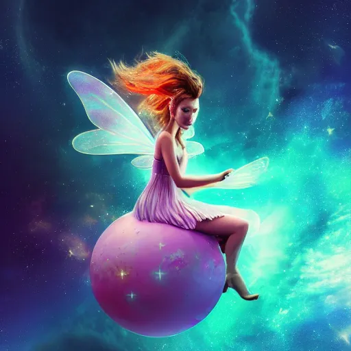 Prompt: magical fairy floating in space, epic cartoon portrait, beautiful face, stunning concept art, highly detailed, galaxy background, rendered in octane, unreal engine, trending on artstation, realistic, diviantart