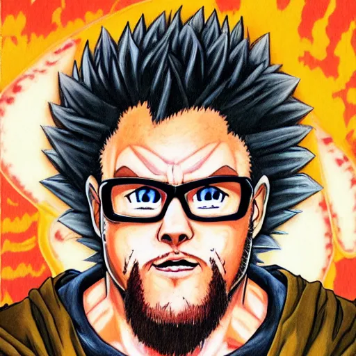 Prompt: Painting of Seth Rogan, official, detailed, character dragonball, award winning artwork, Akira Toriyama