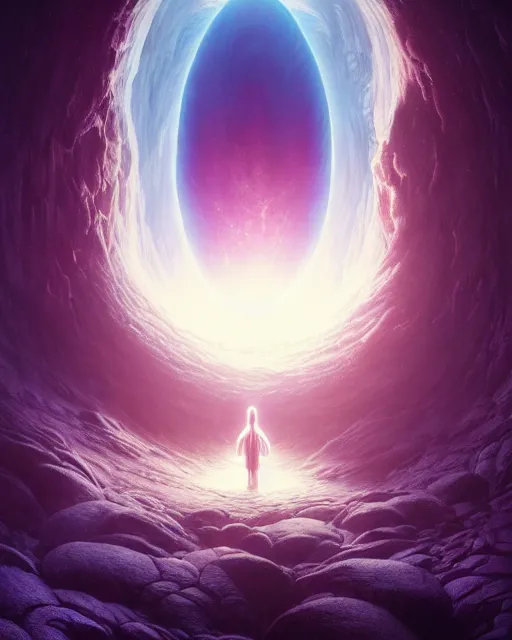 Image similar to highly detailed surreal vfx portrait of a sacred portal into a black hole of dreams, stephen bliss, unreal engine, greg rutkowski, loish, rhads, beeple, makoto shinkai and lois van baarle, ilya kuvshinov, rossdraws, tom bagshaw, alphonse mucha, global illumination, detailed and intricate environment