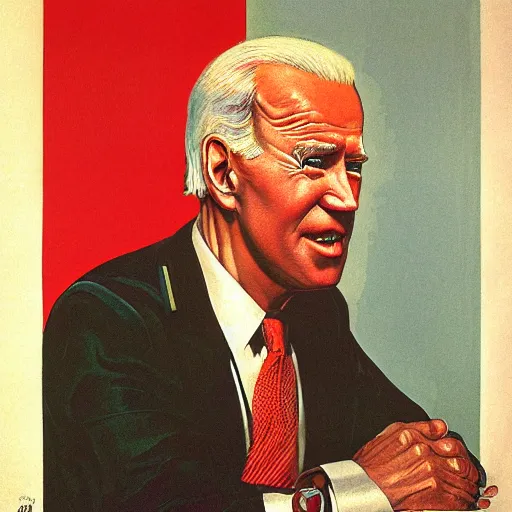 Image similar to soviet propaganda of communist peasant joe biden by j. c. leyendecker, bosch, and beksinski