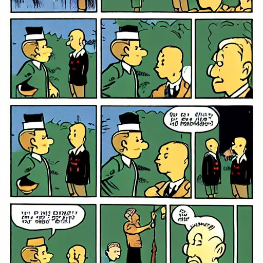 Prompt: comic strip featuring tintin meeting Halldor Laxness in the style of Herge