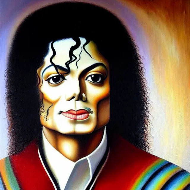 Image similar to a beautiful painting michael jackson face, by leonardo da vinci realistic oil painting