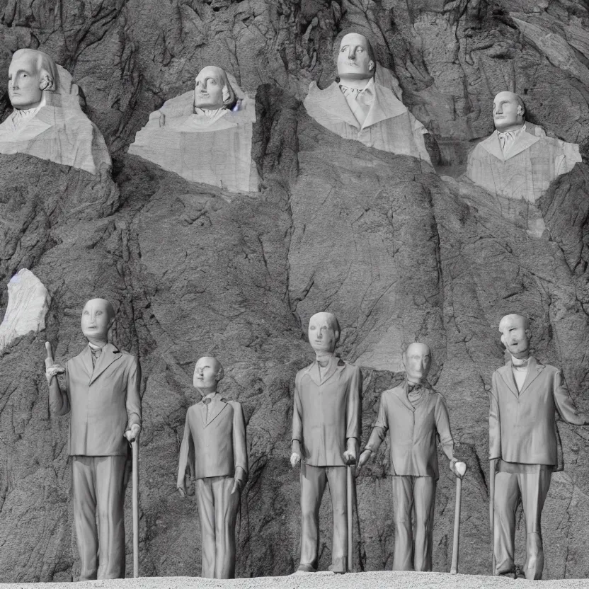 Prompt: slendertubbies as the founding fathers at mt. rushmore