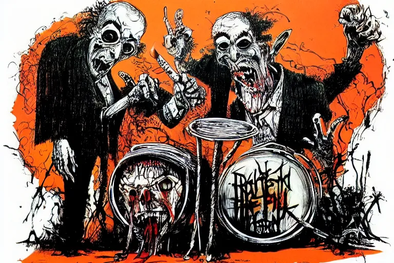 Image similar to drums from hell by ralph steadman